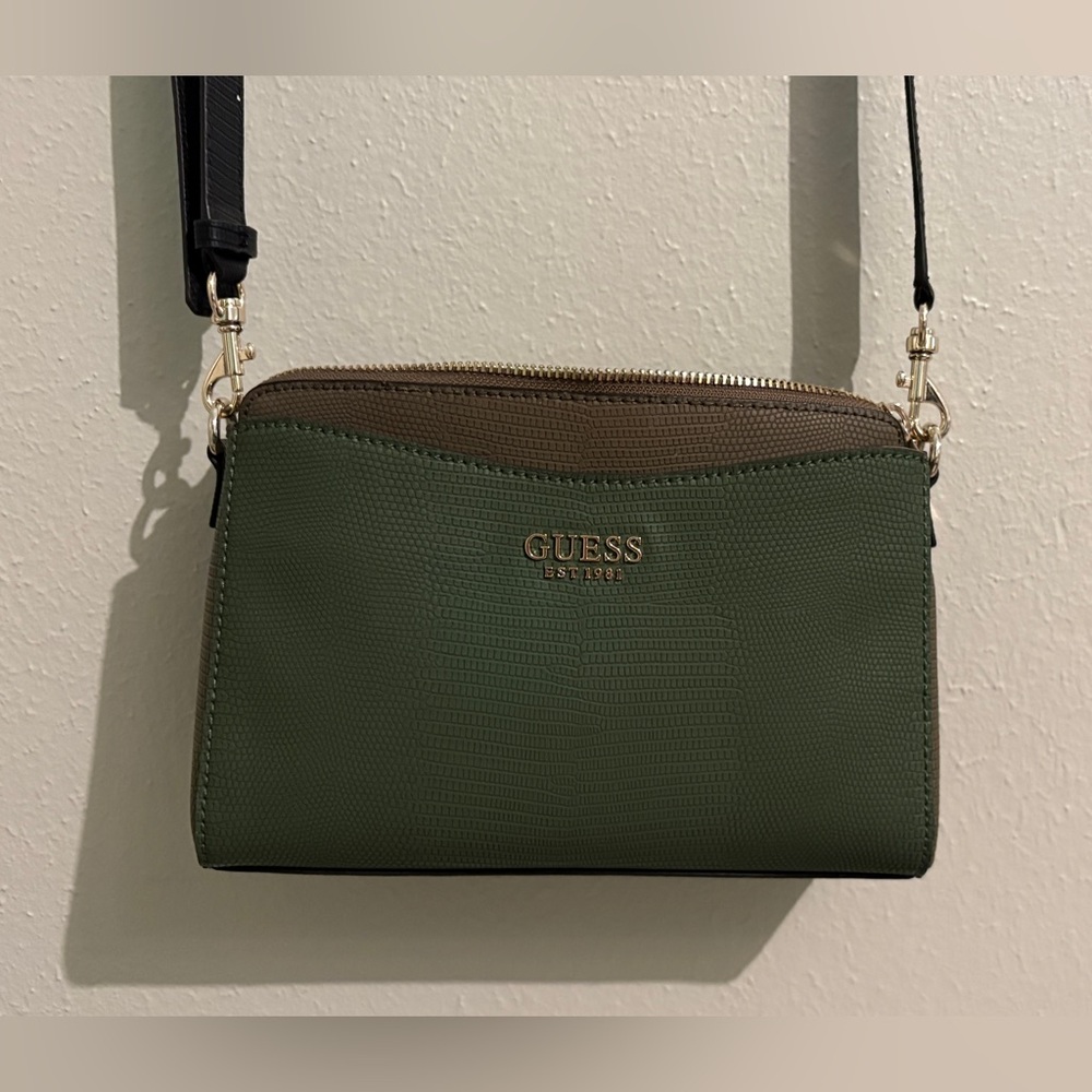 Guess Green and Brown Leather Crossbody Bag - Picture 6 of 6